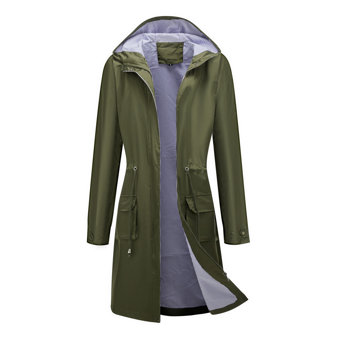 Oksana | Women's Double-Breasted Bethany - Stylish Waterproof Trenchcoat — Army Green
