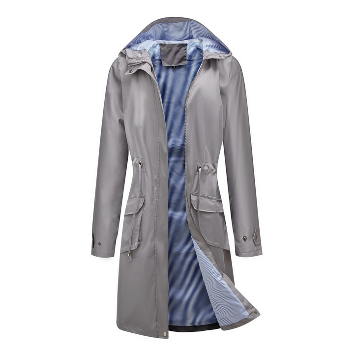 Oksana | Women's Double-Breasted Bethany - Stylish Waterproof Trenchcoat — Gray