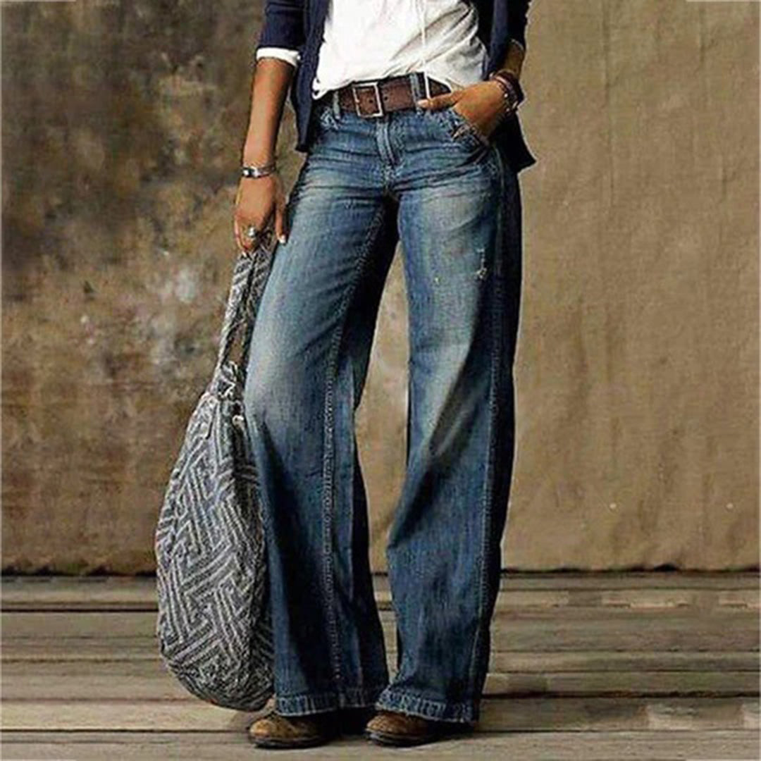 Olivia | Women's High-Waist Wide-Leg Vintage denim with wide Beinen Jeans — 2