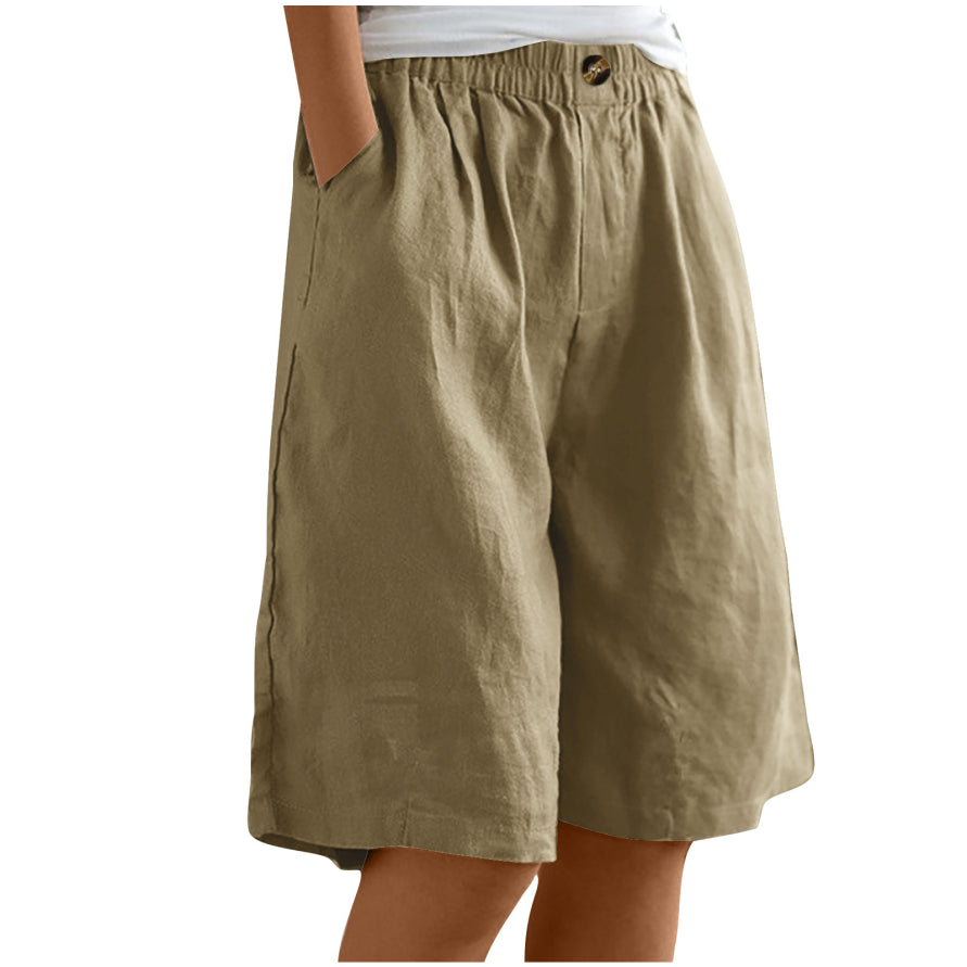 Ophelia | Denim High-Waist Knee-Length Shorts
