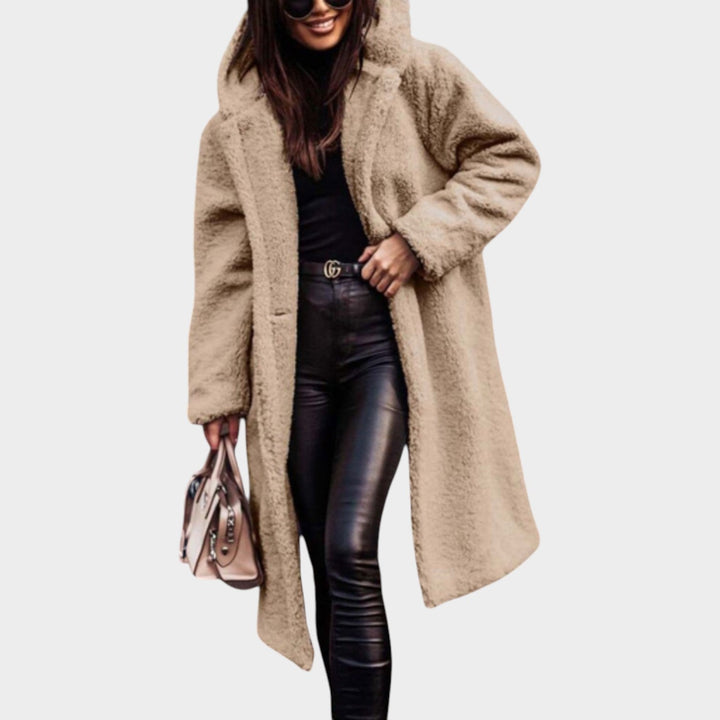 Orlaanne | Women's Faux-Fur Long Teddy Coat — Apricot