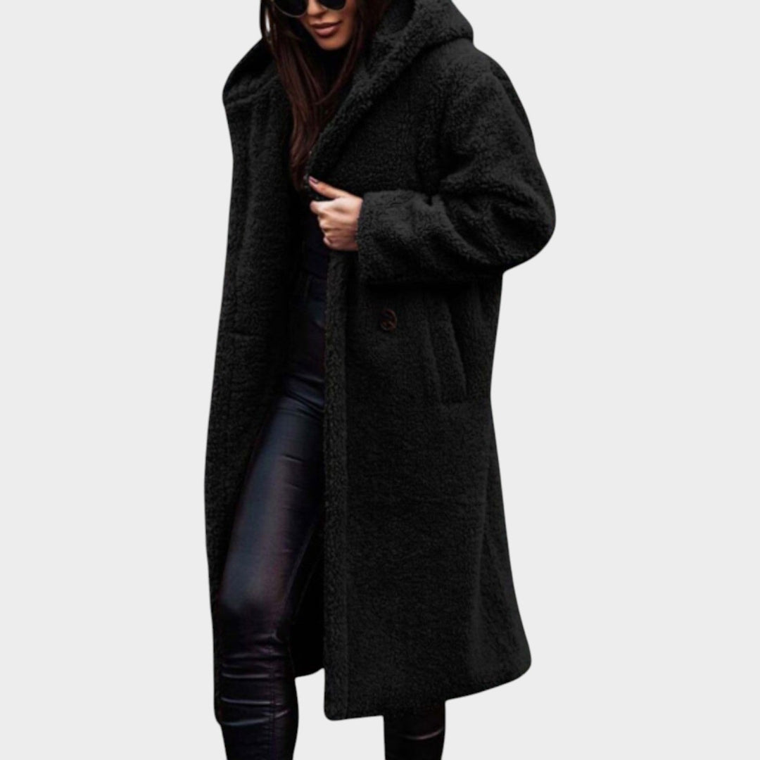 Orlaanne | Women's Faux-Fur Long Teddy Coat — Black