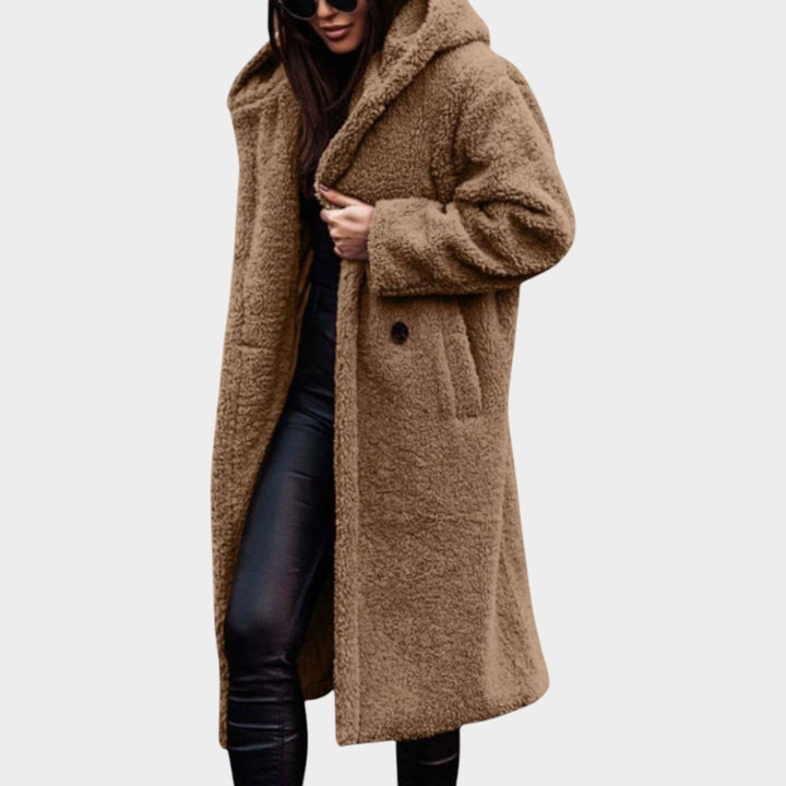 Orlaanne | Women's Faux-Fur Long Teddy Coat — Camel