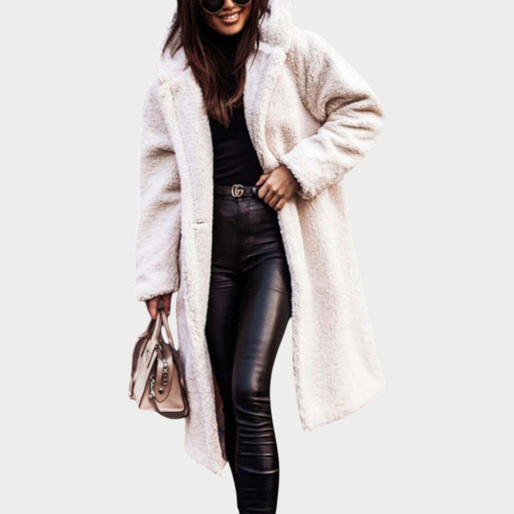 Orlaanne | Women's Faux-Fur Long Teddy Coat — Cream White