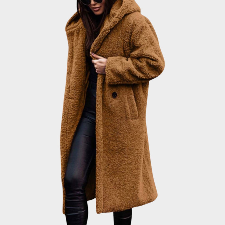 Orlaanne | Women's Faux-Fur Long Teddy Coat — Golden Camel