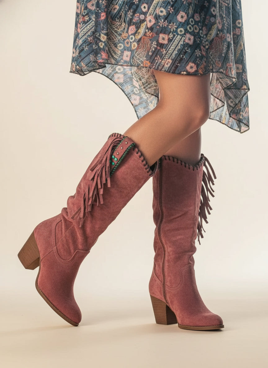 Ottildessa | Fringe Knee-High Boots