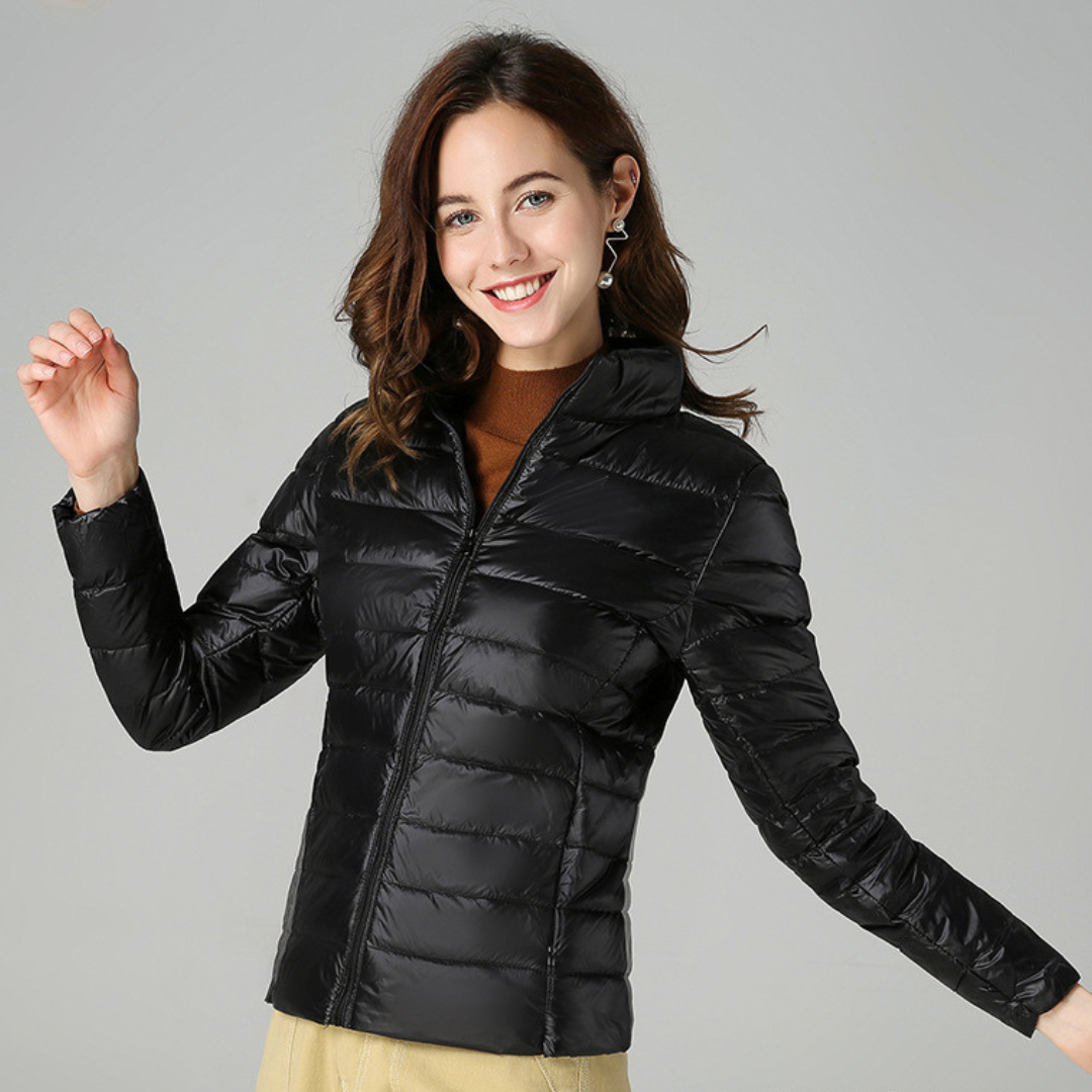 Perlalia | Women's Packable Down Jacket – Ultra-Light Puffer Jacket — Black