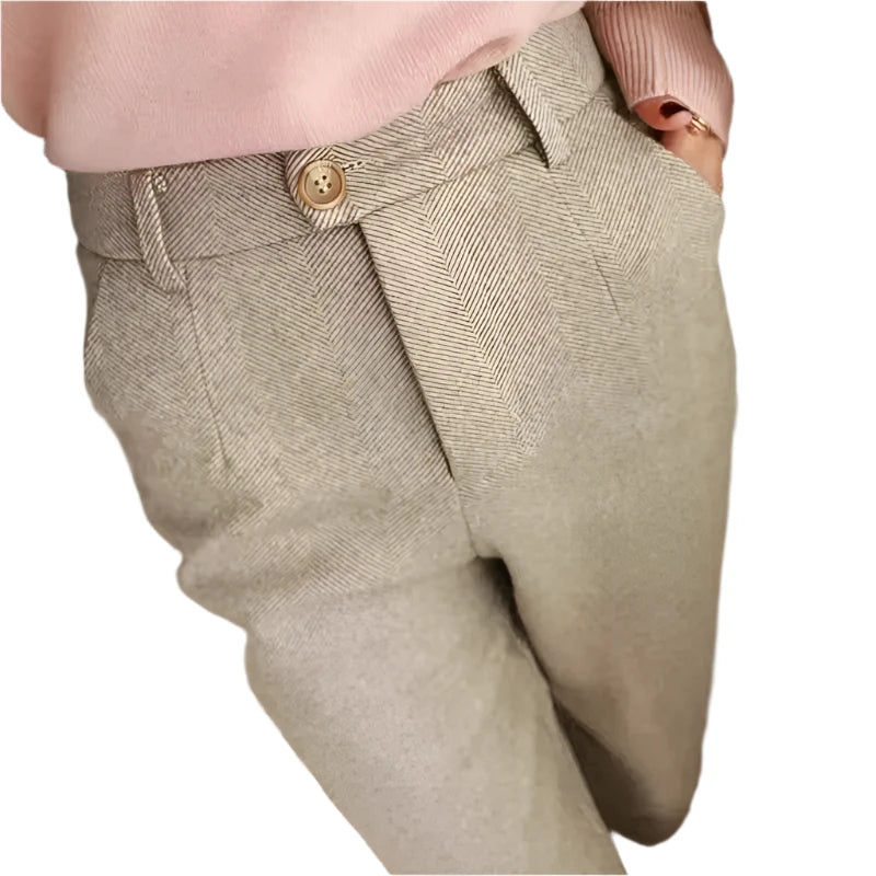Perlanne | Wool-Effect Tailored Office Pencil Trousers