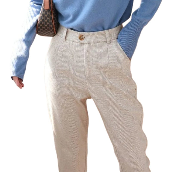 Perlanne | Wool-Effect Tailored Office Pencil Trousers