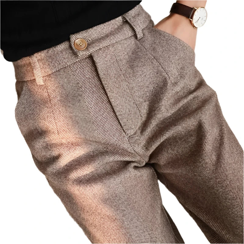 Perlanne | Wool-Effect Tailored Office Pencil Trousers