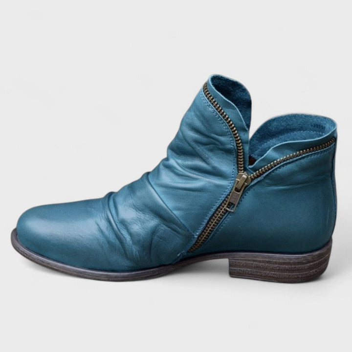 Persephone | Women's Western Style Knee-High Supportive Orthopedic Ankle Boots — Blue