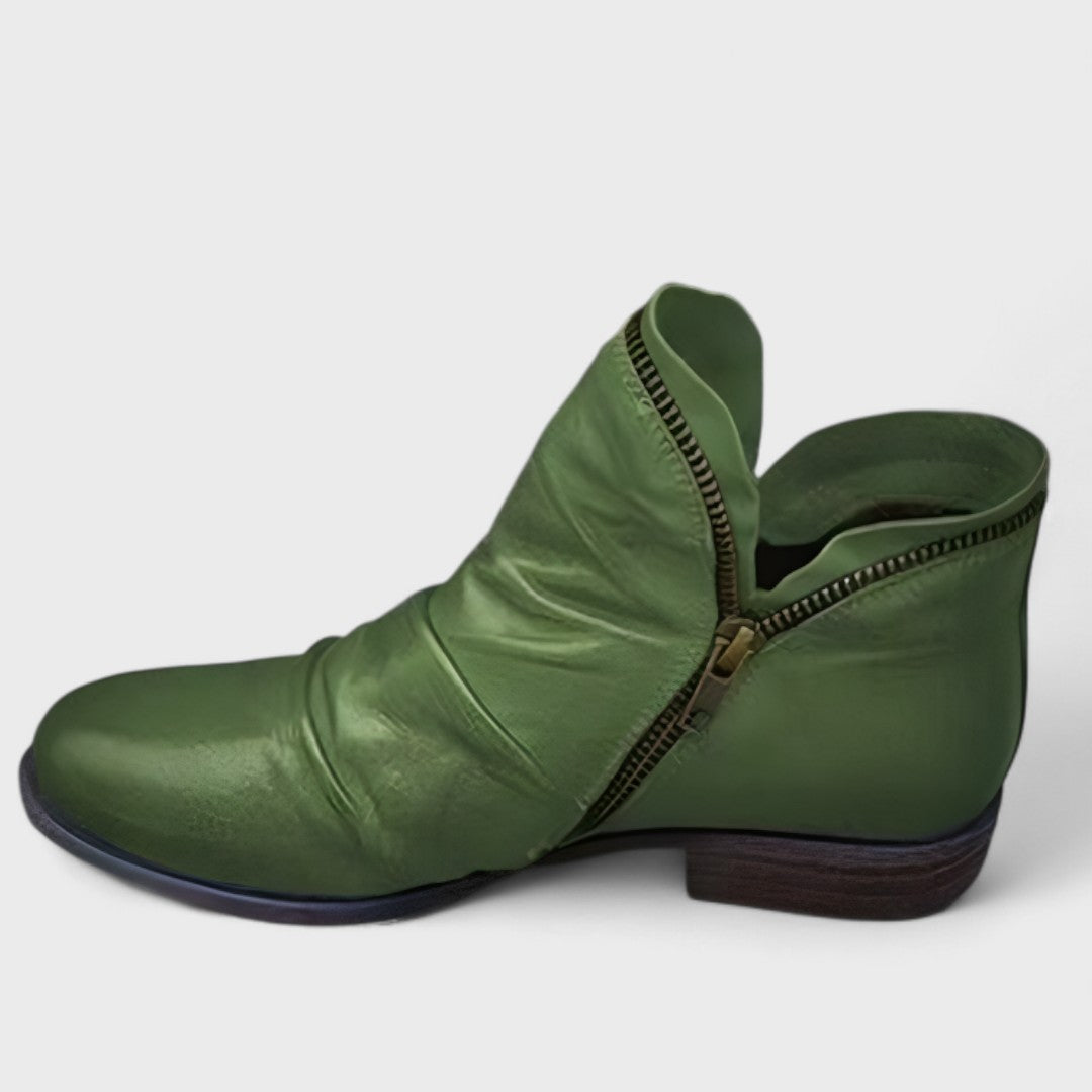 Persephone | Women's Western Style Knee-High Supportive Orthopedic Ankle Boots — Green