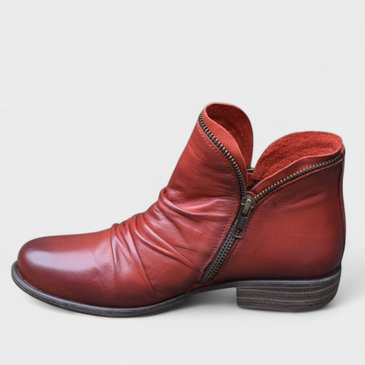 Persephone | Women's Western Style Knee-High Supportive Orthopedic Ankle Boots — Red