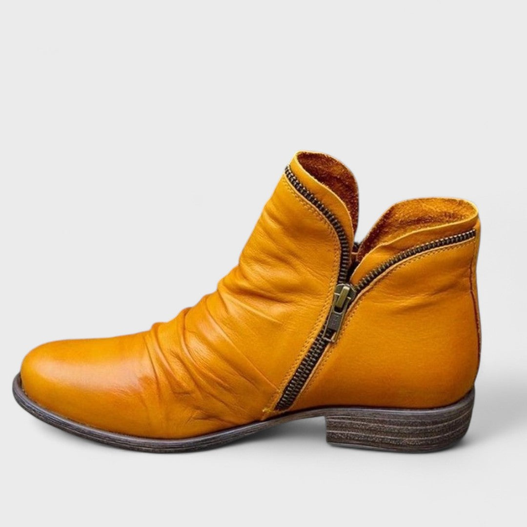 Persephone | Women's Western Style Knee-High Supportive Orthopedic Ankle Boots — Yellow