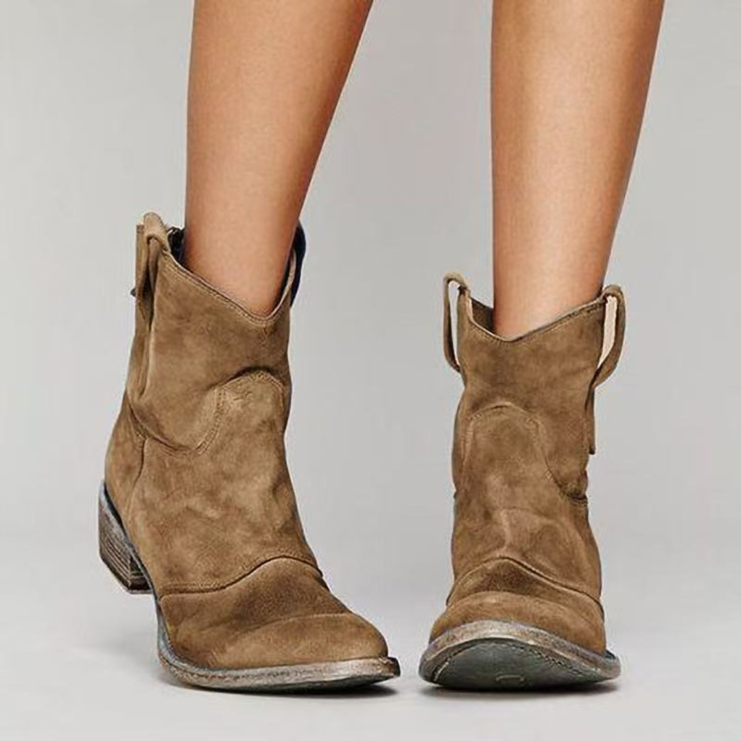 Philippa | Women's Western Style Knee-High Ankle-height Western Pull Tabs Boots — 2