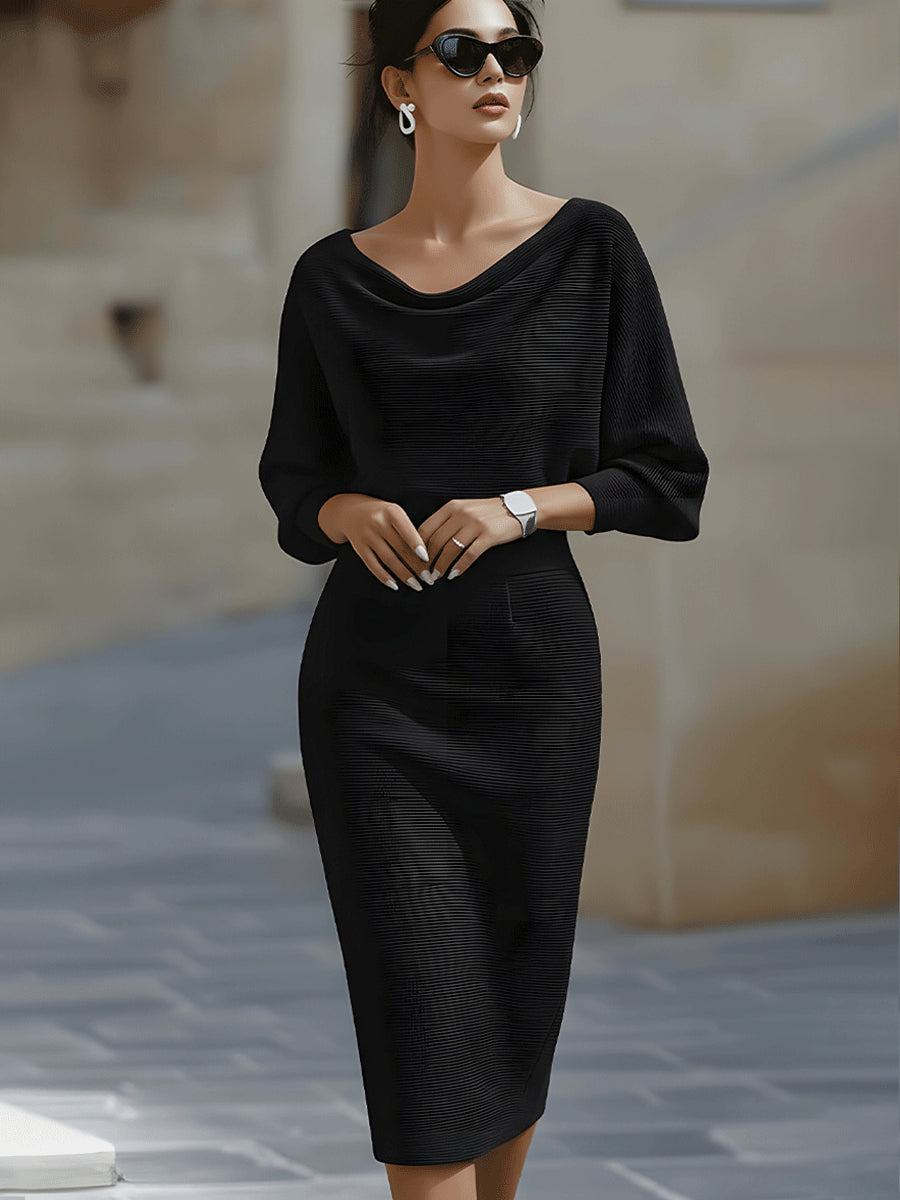 Priscilla | Cowl-Neck Wedding Guest Midi Dress