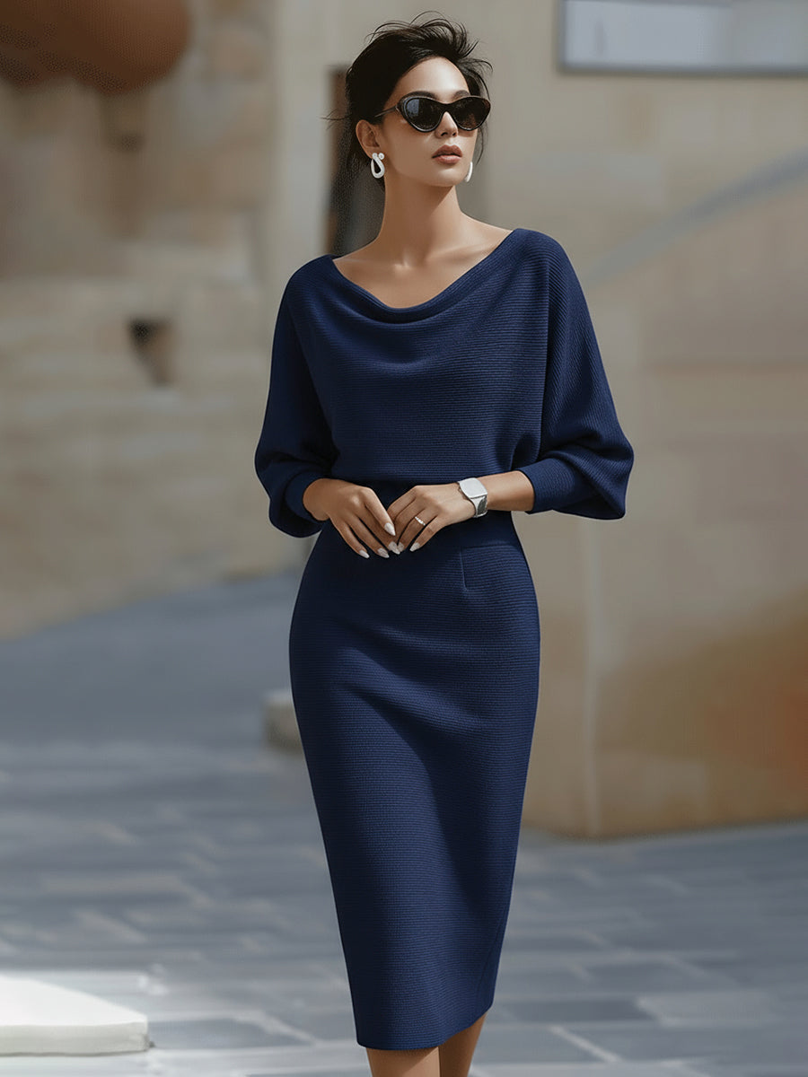 Priscilla | Cowl-Neck Wedding Guest Midi Dress