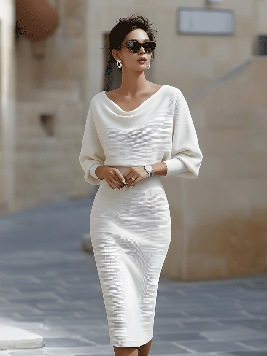 Priscilla | Cowl-Neck Wedding Guest Midi Dress