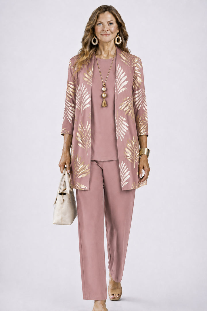 Quendora | Women's Casual Stretch 3-Piece Set — Dusty Rose