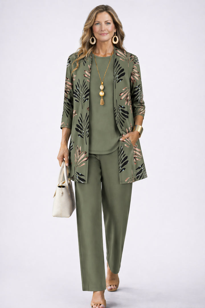 Quendora | Women's Casual Stretch 3-Piece Set — Green