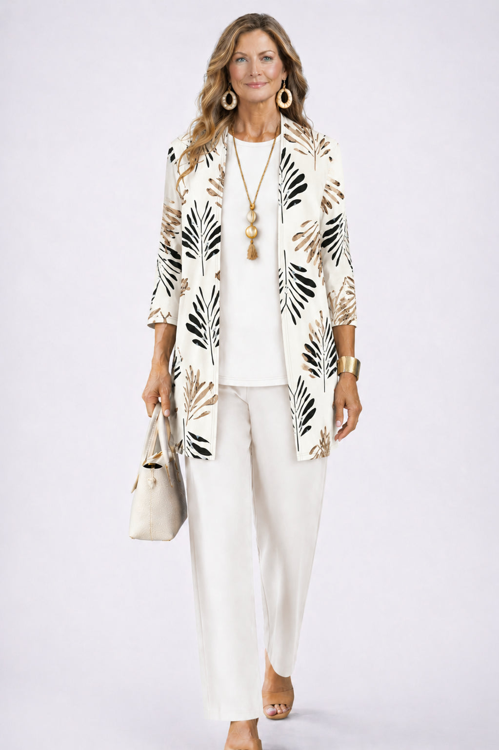 Quendora | Women's Casual Stretch 3-Piece Set — Ivory Bloom