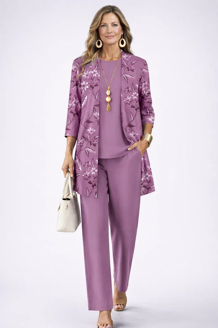 Quendora | Women's Casual Stretch 3-Piece Set — Purple