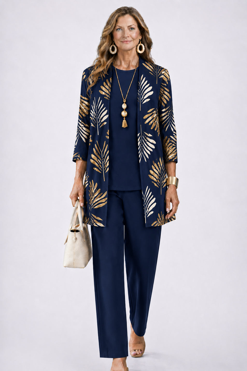 Quendora | Women's Casual Stretch 3-Piece Set — Sapphire Bloom