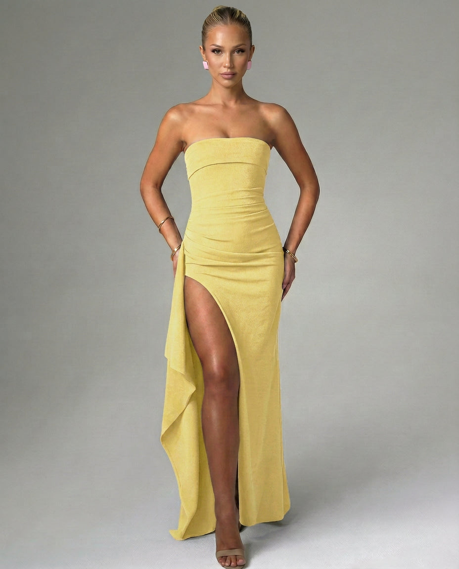 Quenella | Strapless Ruched Wedding Guest Dress