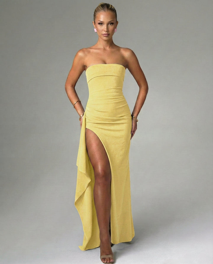 Quenella | Strapless Ruched Wedding Guest Dress