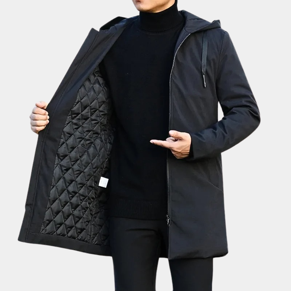 Quentin | Men's Casual Stretch Mid-Length Quilted Hooded Coat Tops — 1