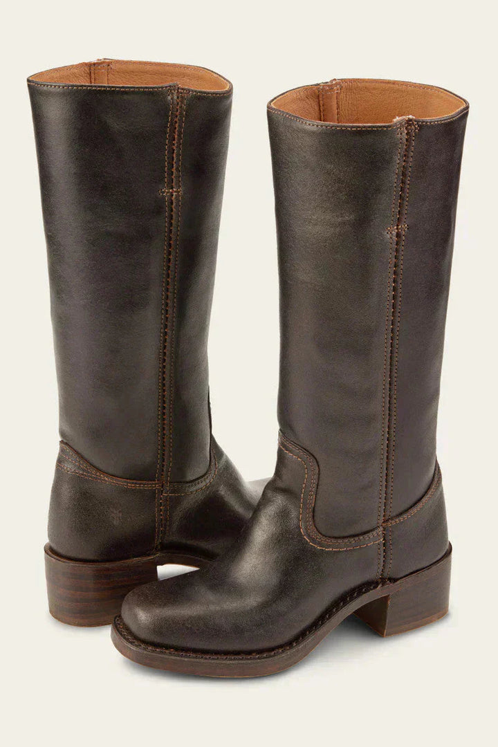 Quintessa | Women's Western Style Knee-High Mid Calf Block Heel With Closed Toe Boots — 1