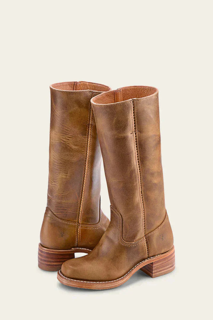 Quintessa | Women's Western Style Knee-High Mid Calf Block Heel With Closed Toe Boots — 2
