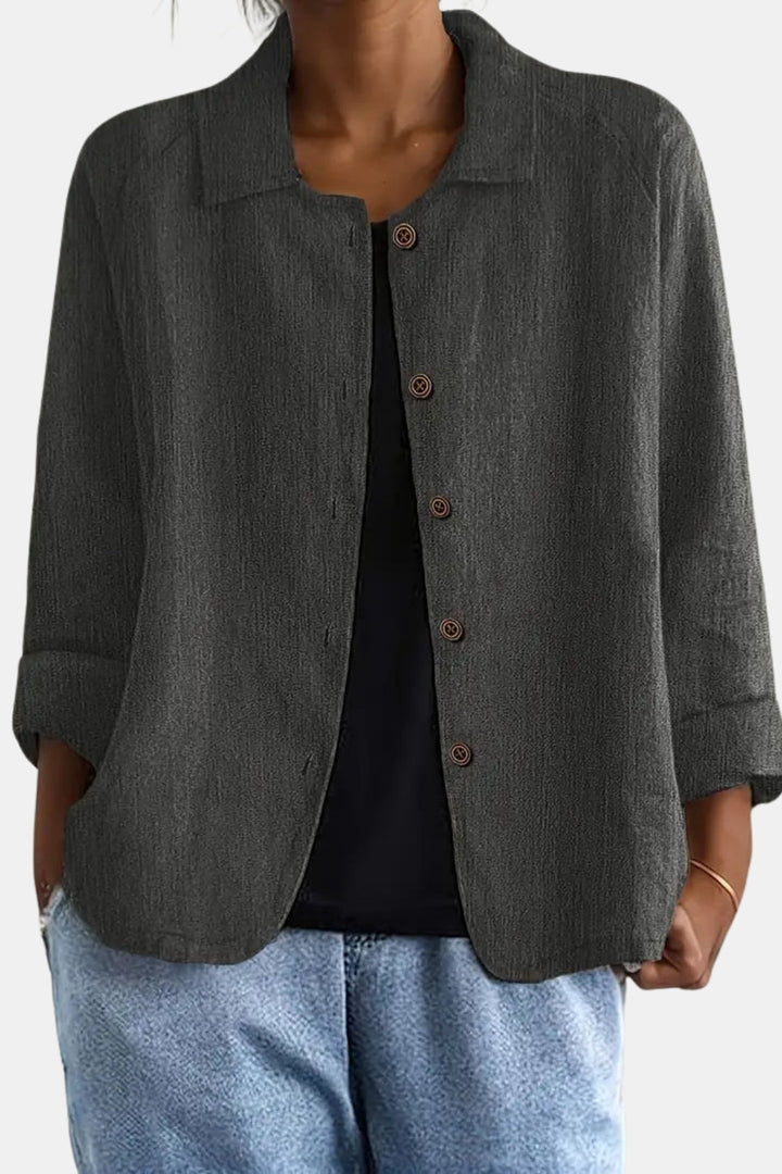 Quirina | Women's Lightweight Casual Classic Button Front Jacket — Gray