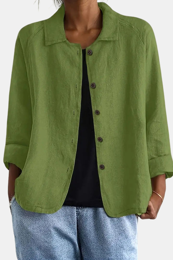 Quirina | Women's Lightweight Casual Classic Button Front Jacket — Light Green