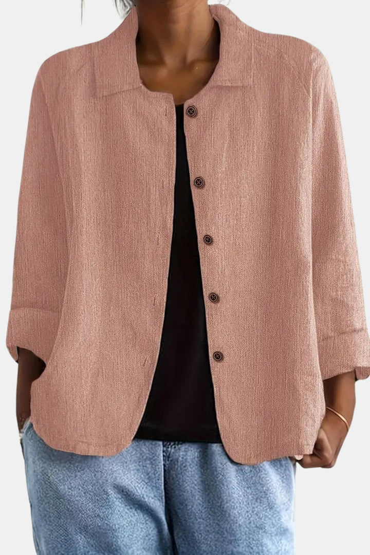 Quirina | Women's Lightweight Casual Classic Button Front Jacket — Pink