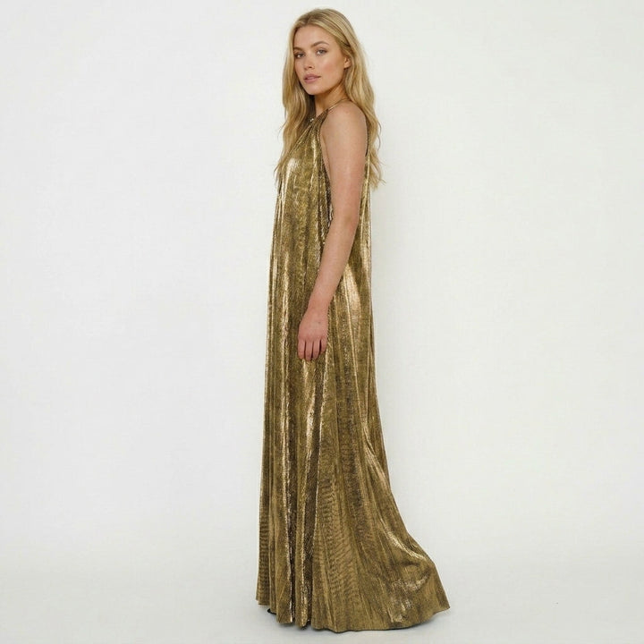 Renethaine | Halter Pleated Wedding Guest Dress
