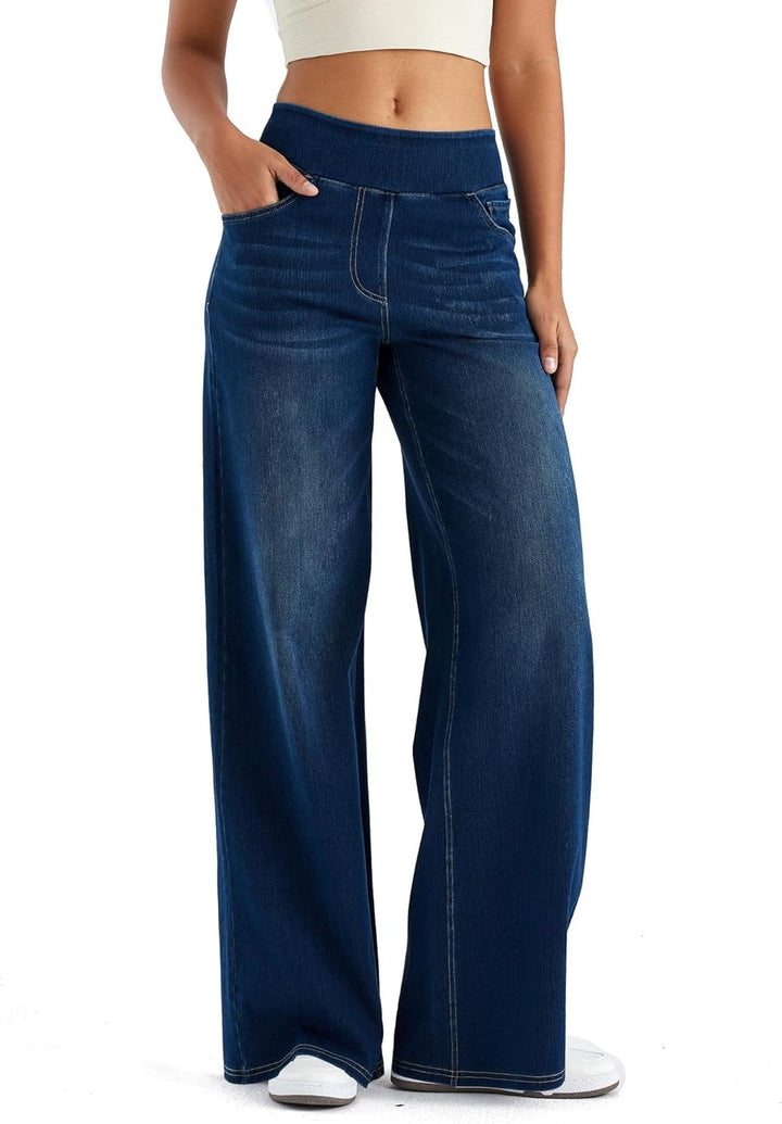 Renethisse | High-Waist Wide-Leg Pull-On Jeans