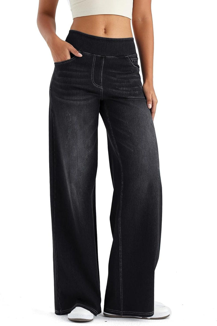 Renethisse | High-Waist Wide-Leg Pull-On Jeans