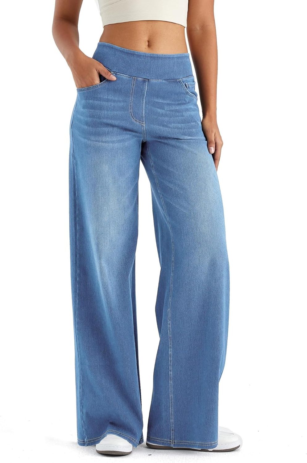 Renethisse | High-Waist Wide-Leg Pull-On Jeans