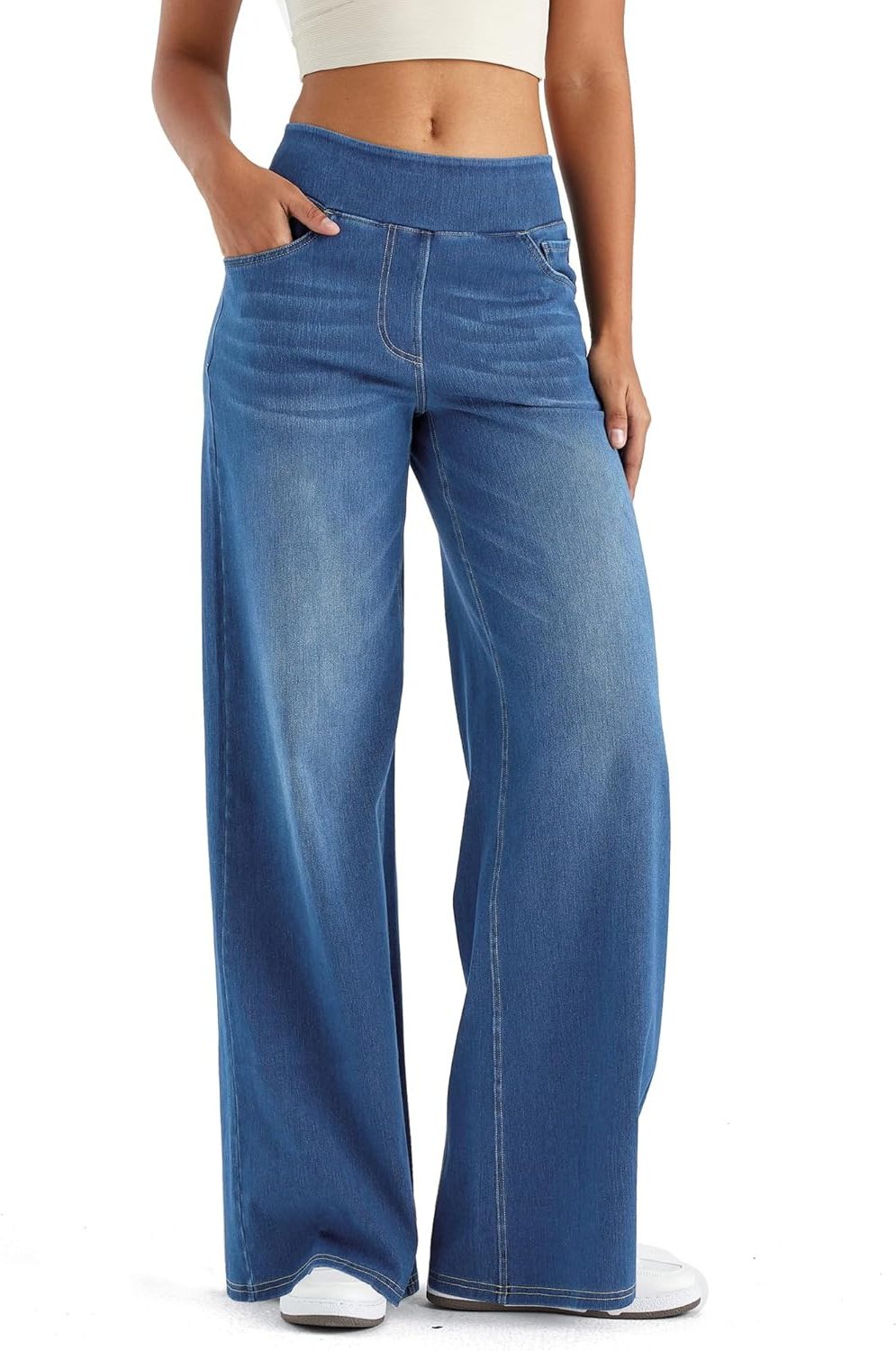 Renethisse | High-Waist Wide-Leg Pull-On Jeans