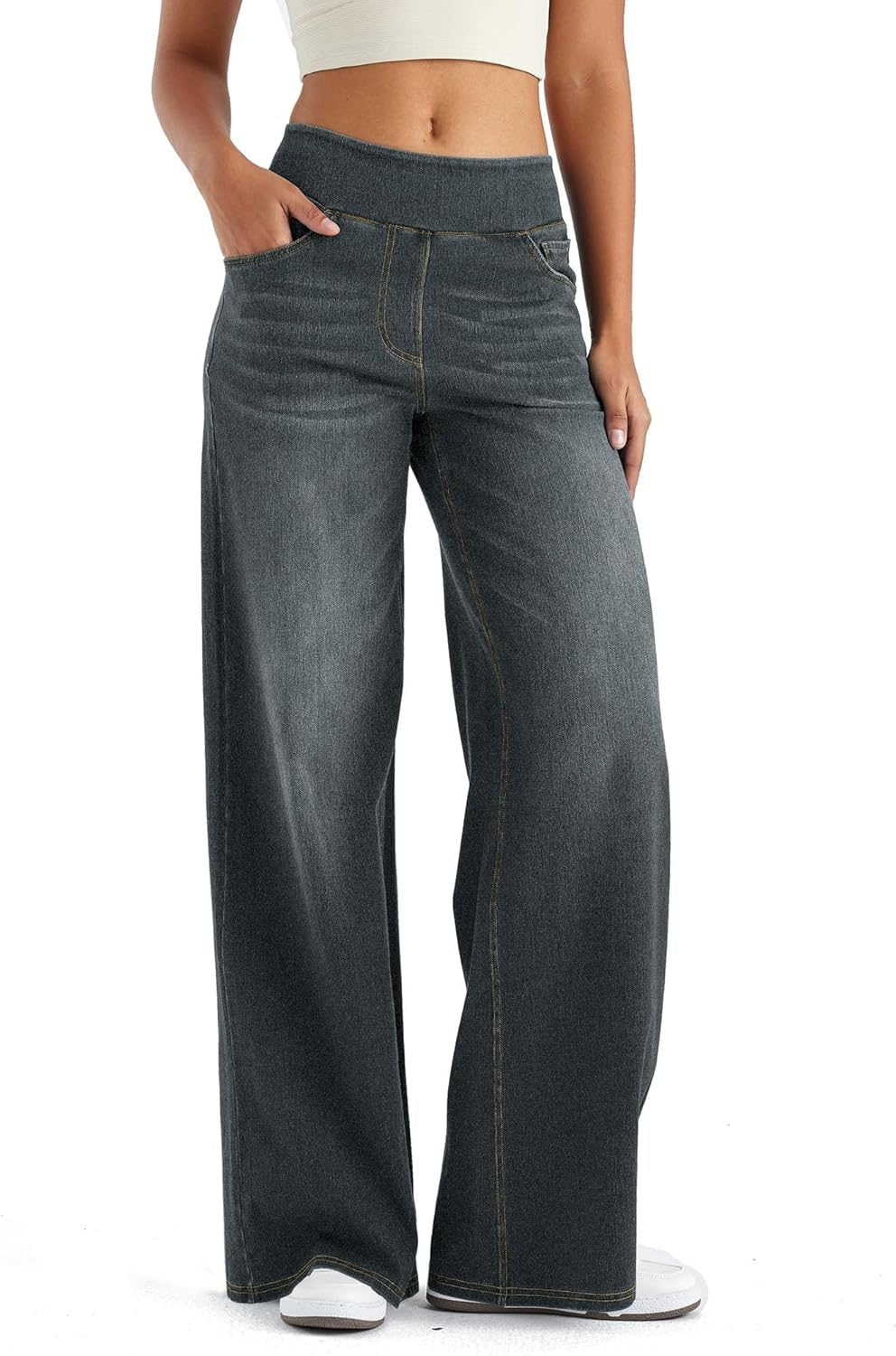 Renethisse | High-Waist Wide-Leg Pull-On Jeans