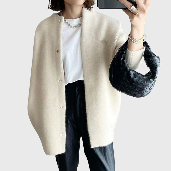 Rheareth | Women's Knit Cozy Elegant Cashmere Cardigan Sweaters — Beige
