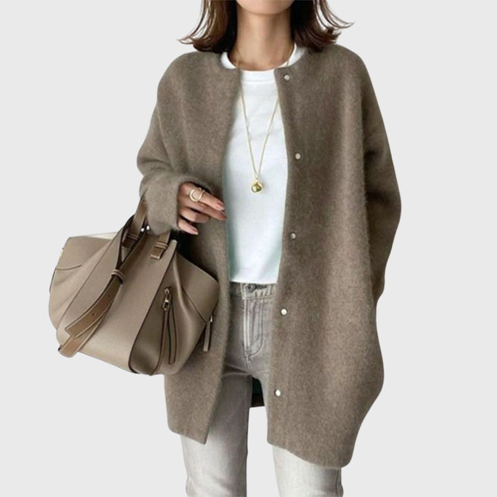 Rheareth | Women's Knit Cozy Elegant Cashmere Cardigan Sweaters — Brown