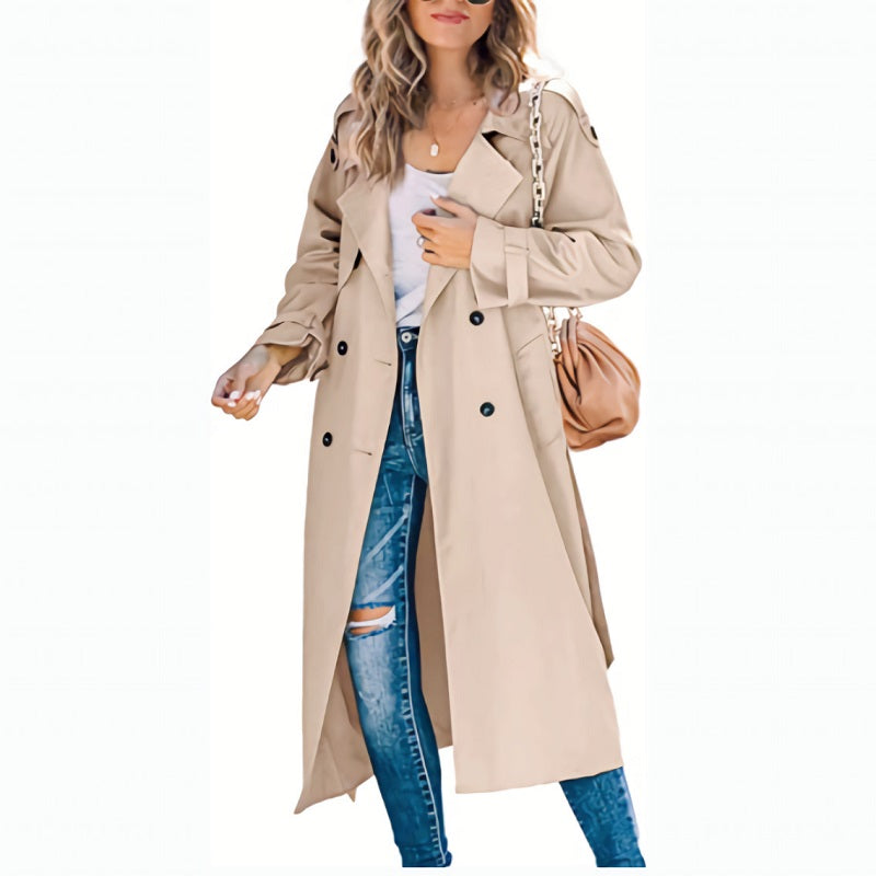 Romy | Women's Double-Breasted Zara - Trench Coat Long — Khaki