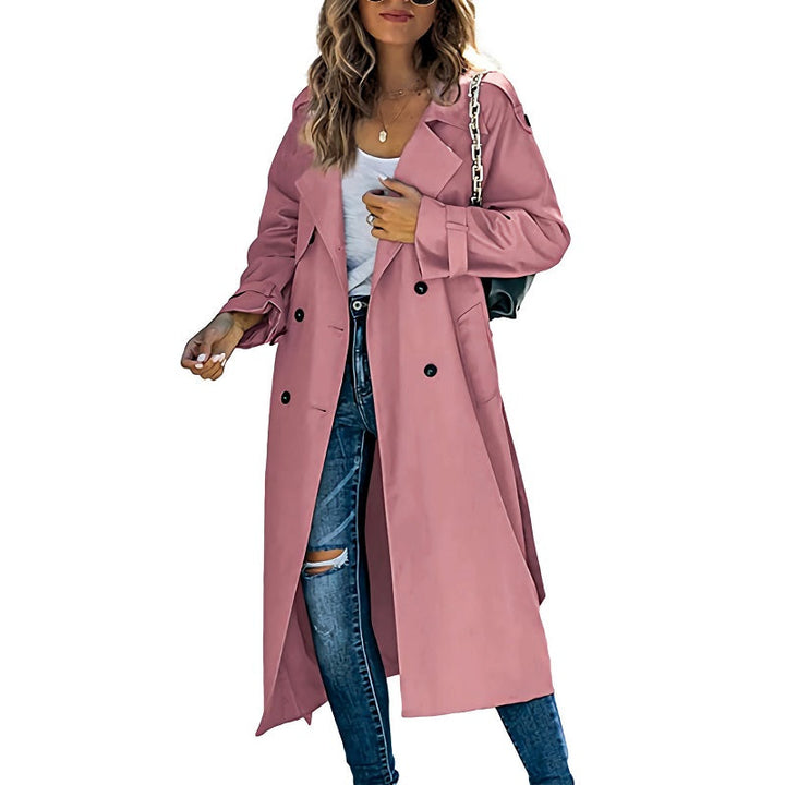 Romy | Women's Double-Breasted Zara - Trench Coat Long — Pink