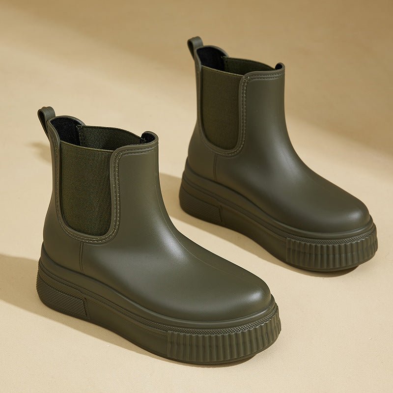 Rosadessa | Women's Waterproof Boots Chelsea Platform Rain Boots — Green