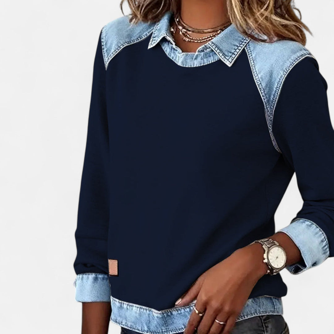 Rosalinde | Women's Knit Cozy Layered Collar Detail Sweaters — 2