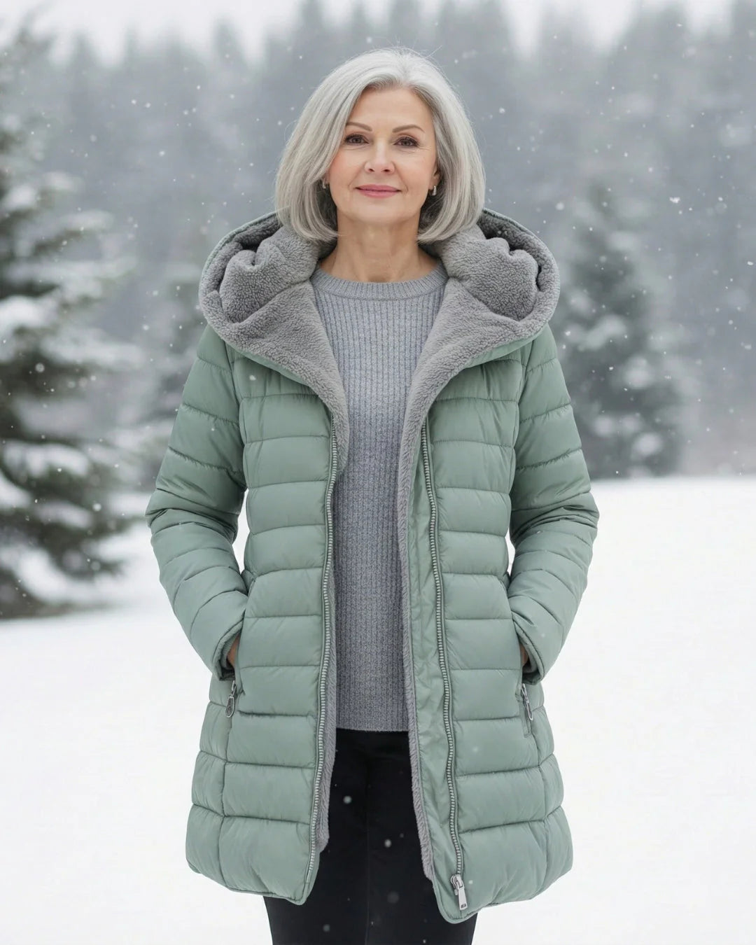 Serencine | Sherpa-Lined Hooded Quilted Puffer Jacket