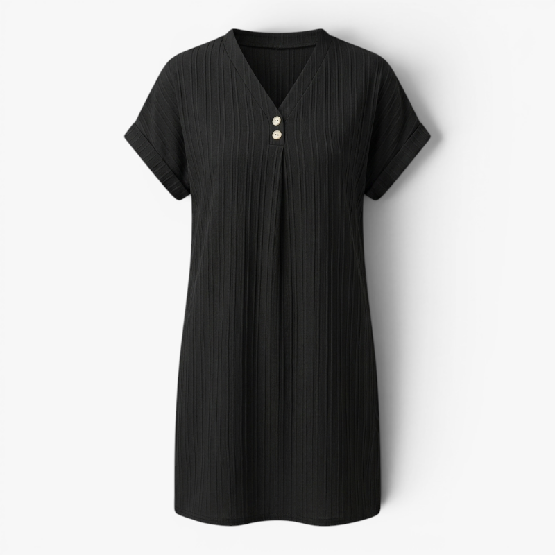 Sollia | Women's Ribbed V Neck Dress Relaxed Fit