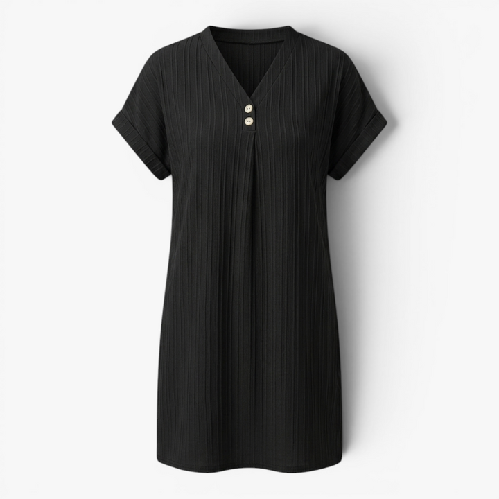 Sollia | Women's Ribbed V Neck Dress Relaxed Fit